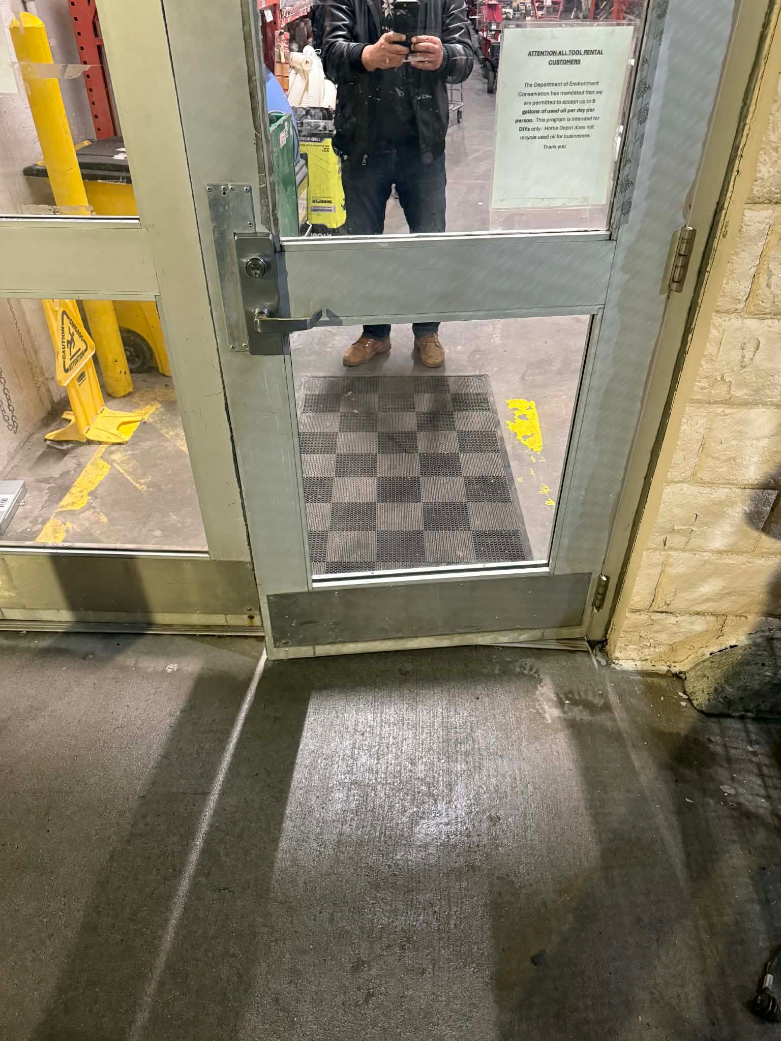 Door glass after repair.